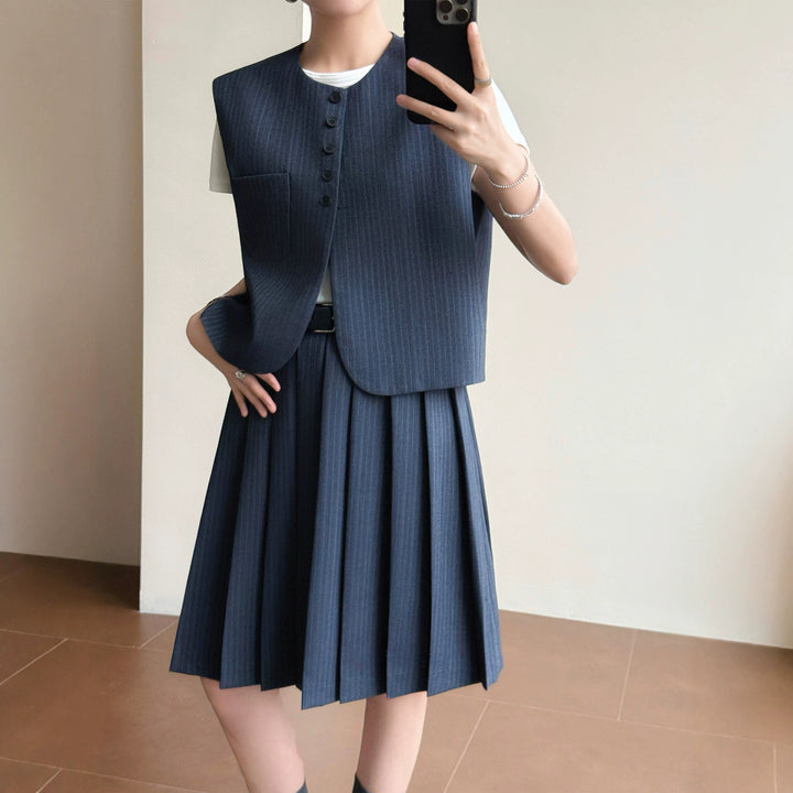 Damen Elegante Blazer-Weste mit gestreiftem Design Echoarchiv