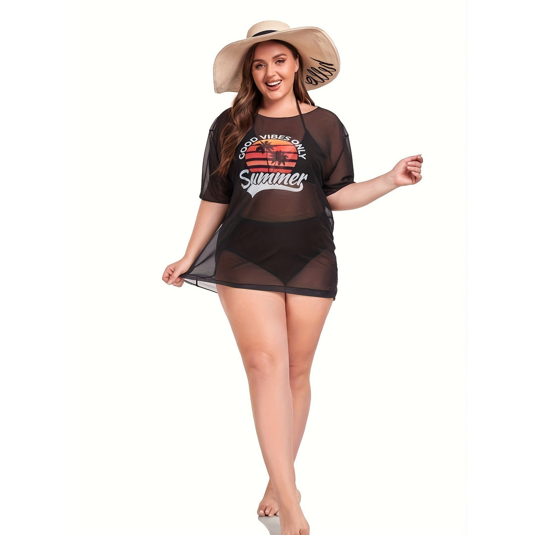 Damen Transparente Strandbluse mit sommerlichem Aufdruck Echo Archiv