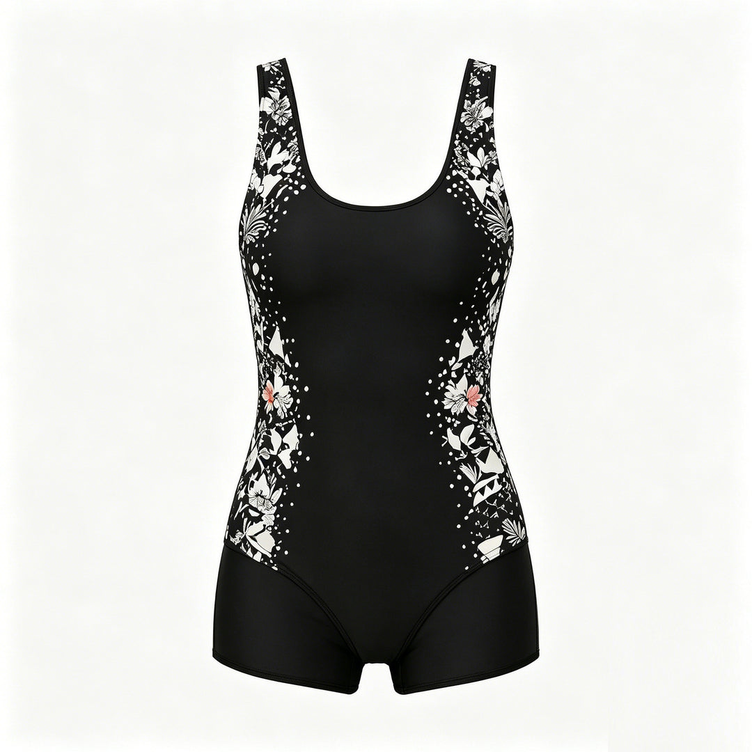 Damen Sportlicher Einteiler Badeanzug mit floralem Design Echo Archiv