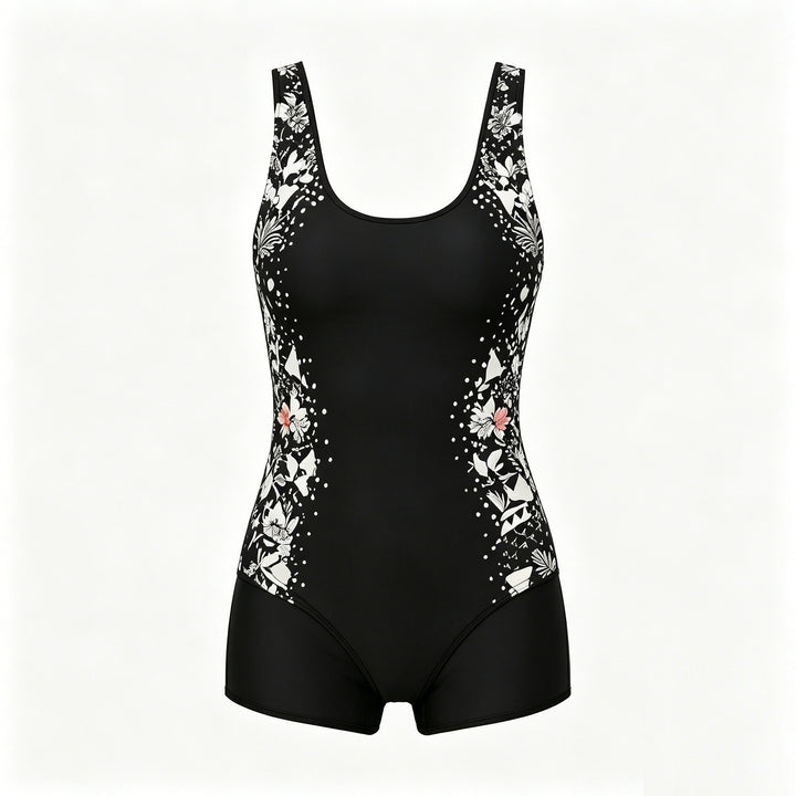Damen Sportlicher Einteiler Badeanzug mit floralem Design Echo Archiv