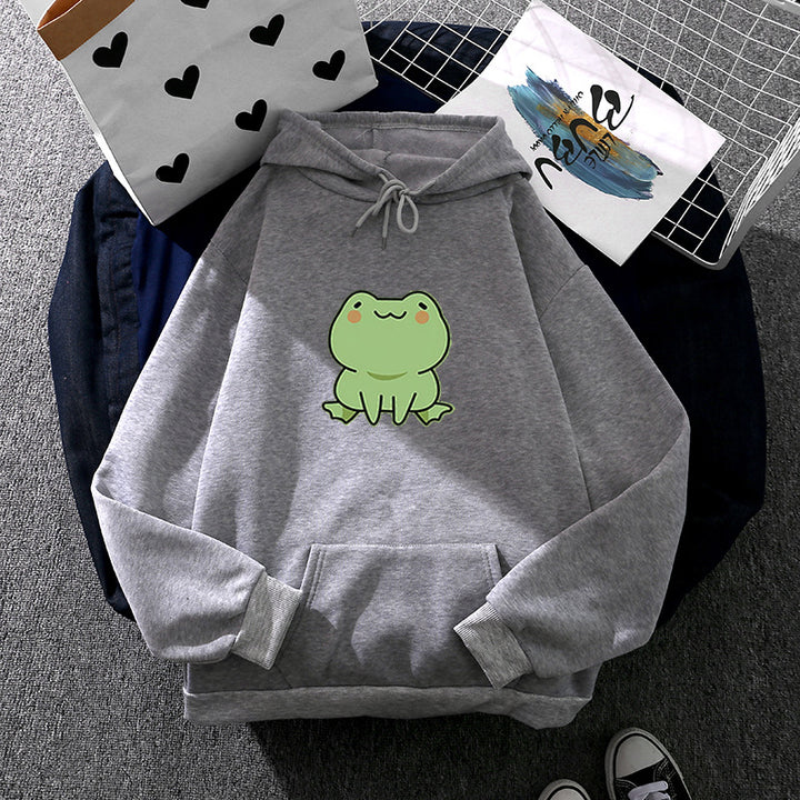Damen Kapuzenpullover mit Mond‑und‑Wal-Illustration, Oversize-Schnitt und Kängurutasche – Auréline