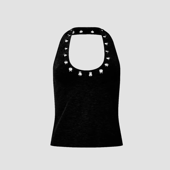 Damen Stylisches Haltertop mit glänzenden Ösen Echo Archiv
