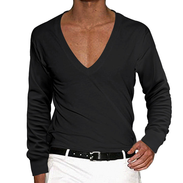 Herren lässiges V-Ausschnitt Langarmshirt Echoarchiv