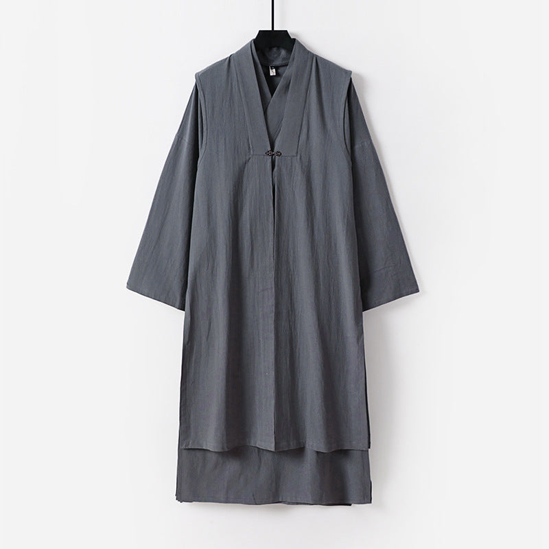 Unisex Langer Oversize-Kimono‑Mantel mit dezentem Knebelverschluss und weiter Silhouette Echoarchiv