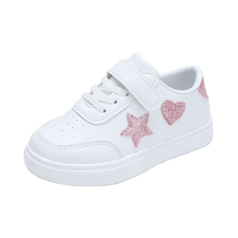 Damen Plateausneaker mit Klettverschluss und glitzernden Herz‑ und Sternapplikationen – Névara