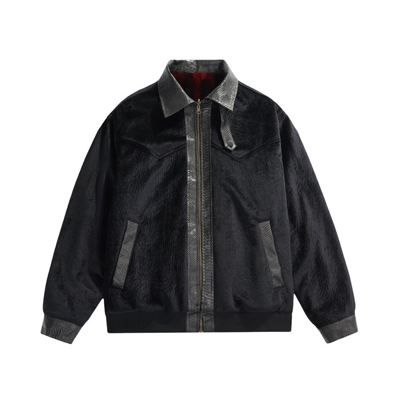 Herren Teddy-Fleece-Boxy-Jacke mit Hemdkragen, durchgehendem Metallreißverschluss & geripptem Saum Echoarchiv