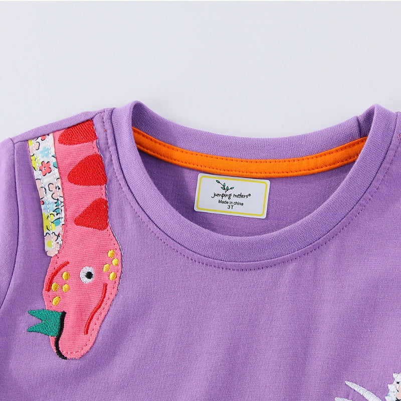 Mädchen Freizeitkleid mit lustigen Dinosaurier-Applikationen Echo Archiv