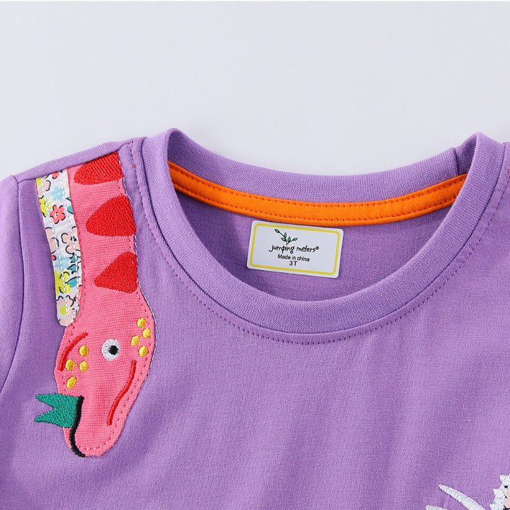Mädchen Freizeitkleid mit lustigen Dinosaurier-Applikationen Echo Archiv