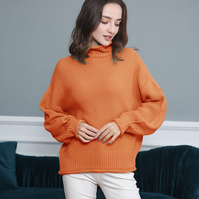 Damen Grobgestrickter Rollkragenpullover mit Ballonärmeln Echo Archiv