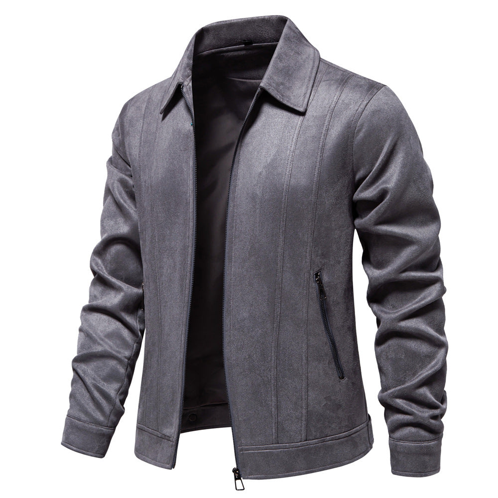 Herren Kunstlederjacke mit strukturiertem Design und seitlichen Reißverschlusstaschen Echoarchiv