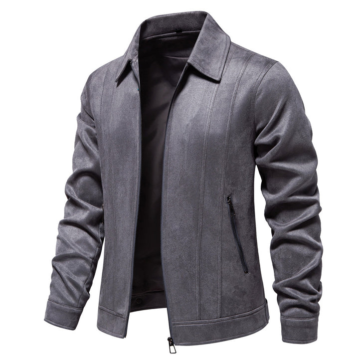 Herren Kunstlederjacke mit strukturiertem Design und seitlichen Reißverschlusstaschen Echoarchiv