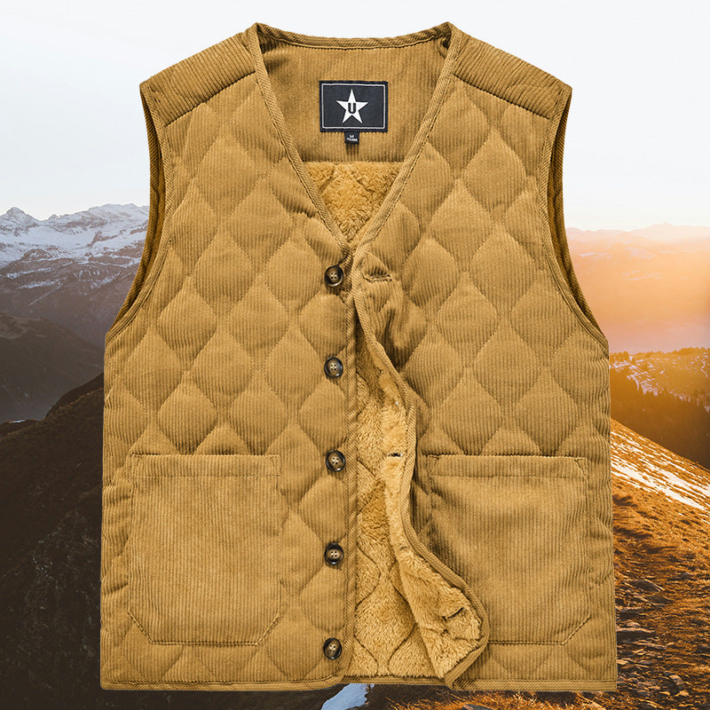 Herren Modische Cordweste mit Knopfleiste Echo Archiv