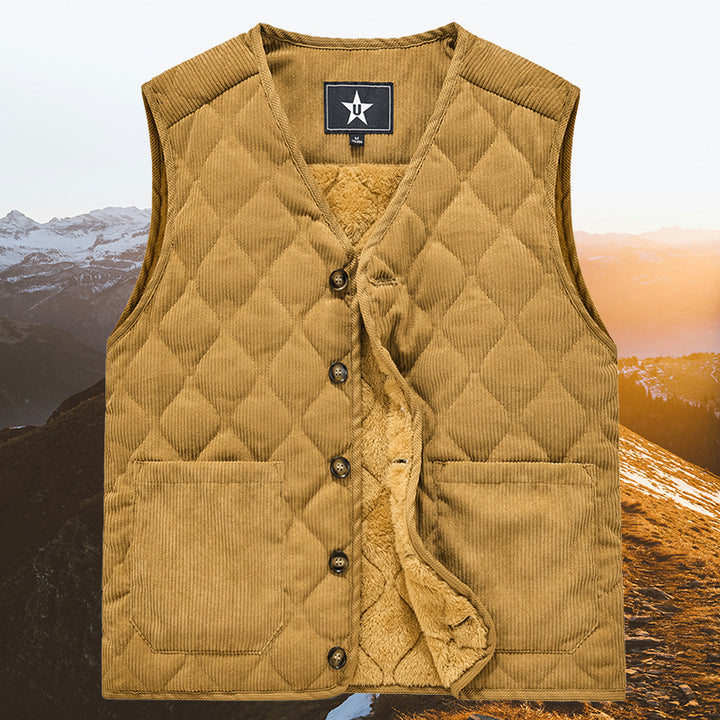 Herren Modische Cordweste mit Knopfleiste Echo Archiv