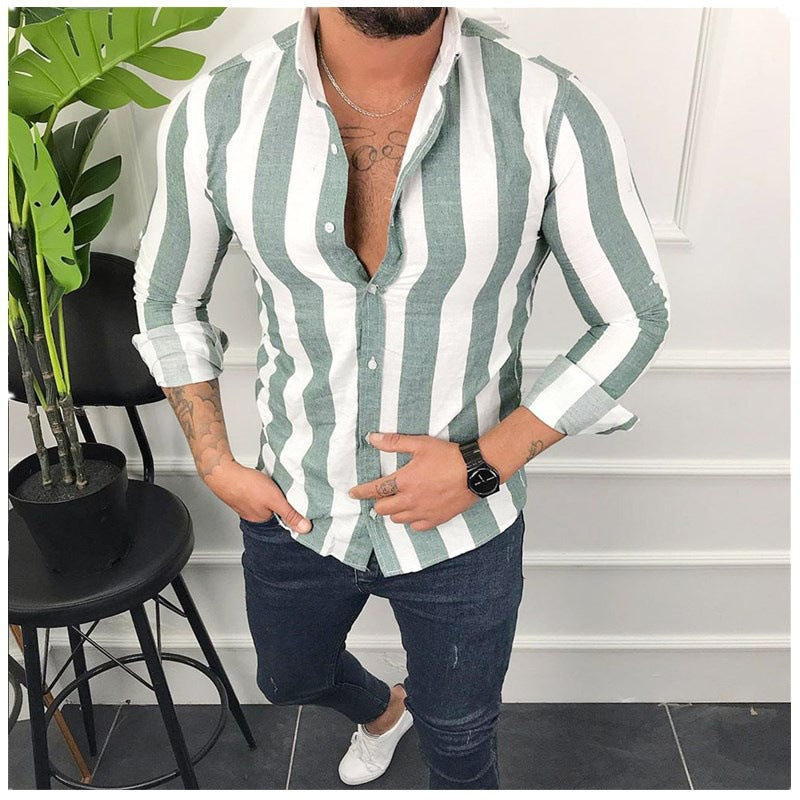 Herren Langarmhemd mit modernem Streifenmuster und stylishen Details Echoarchiv