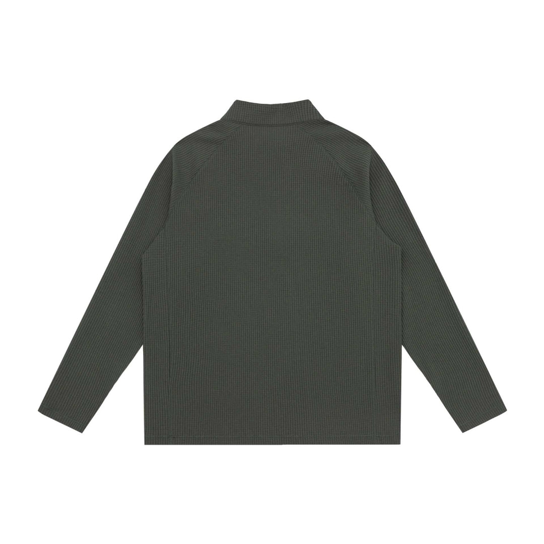 Unisex Waffelstrick-Halbzip-Pullover mit Troyerkragen und Raglanärmeln Echoarchiv