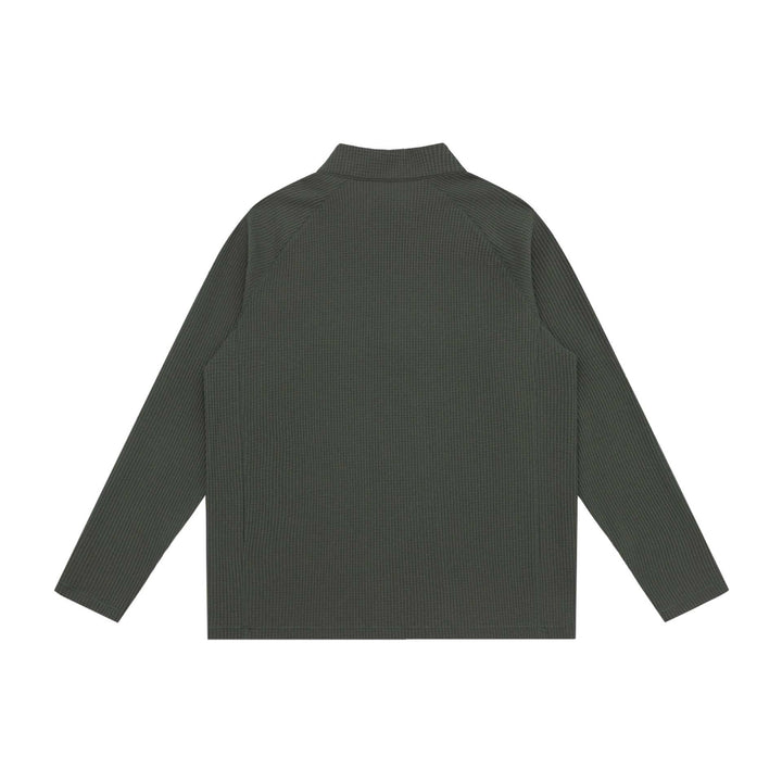 Unisex Waffelstrick-Halbzip-Pullover mit Troyerkragen und Raglanärmeln Echoarchiv