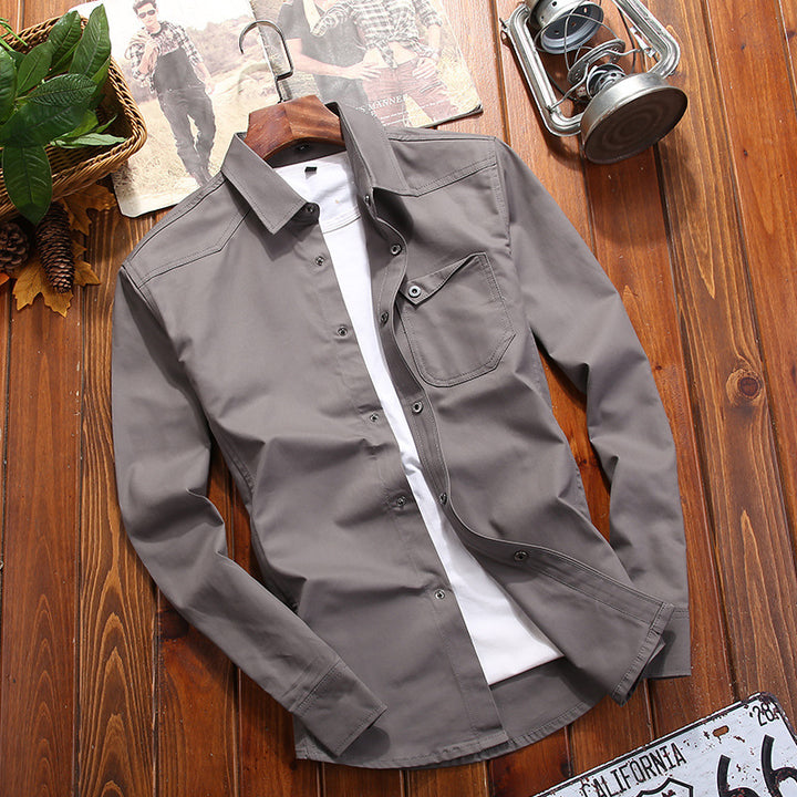 Herren Canvas-Overshirt im Worker‑Look mit Brustpattentasche und Western‑Nahtführung Echoarchiv