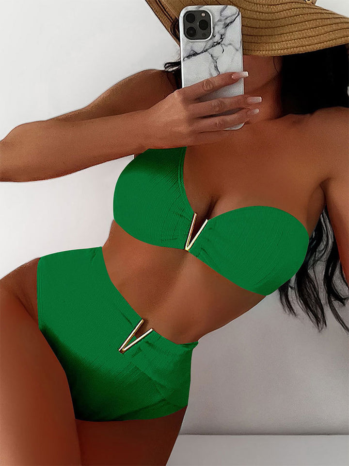 Damen High-Waist Bikini mit geschmackvollem Goldakzent Echo Archiv