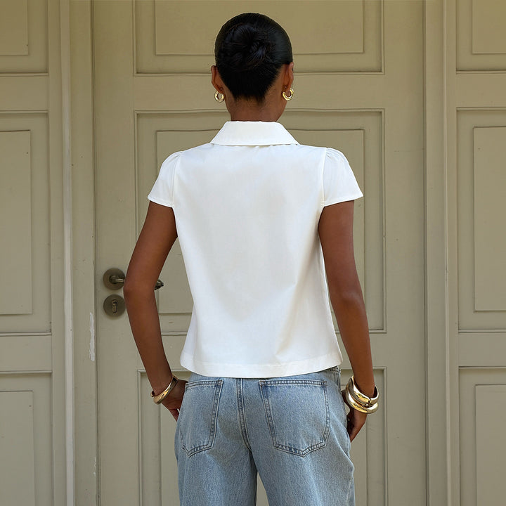 Damen elegante Bluse mit schicken Knopfdetails und Kragen Echo Archiv
