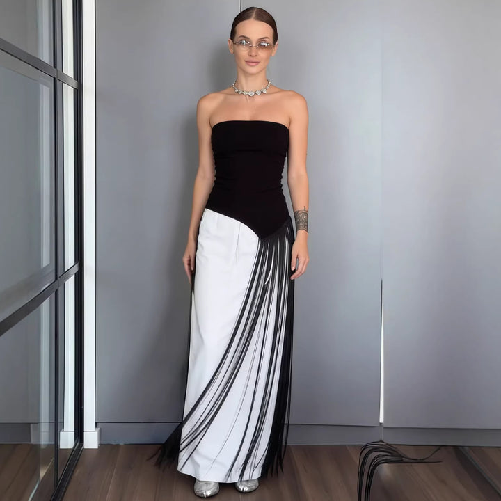 Damen Maxikleid mit schimmerndem Fransen-Design Echo Archiv