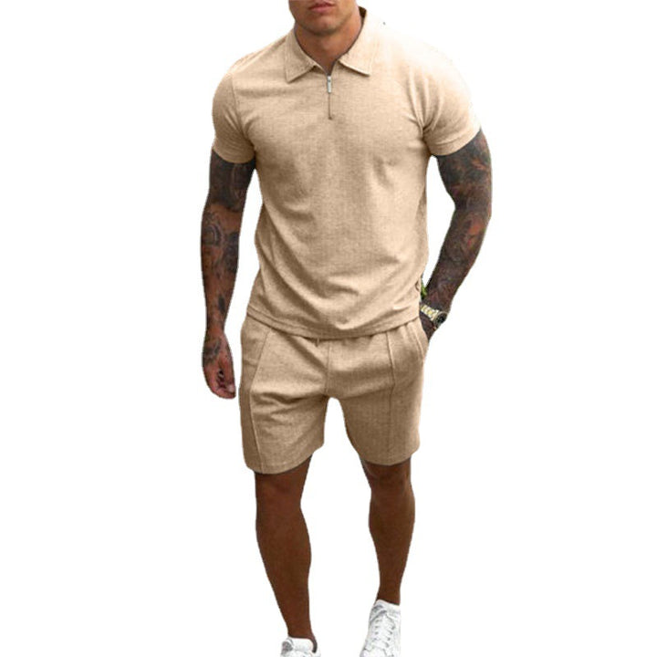 Herren Komfortables Freizeit Polo- und Shorts-Set Echoarchiv
