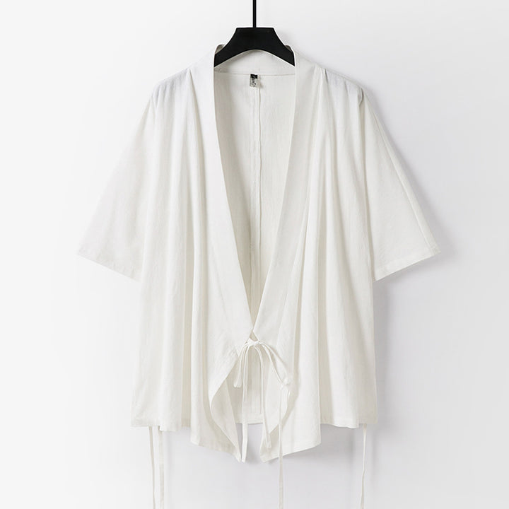 Damen locker fallende Kimono-Jacke mit Bindegürtel Echoarchiv