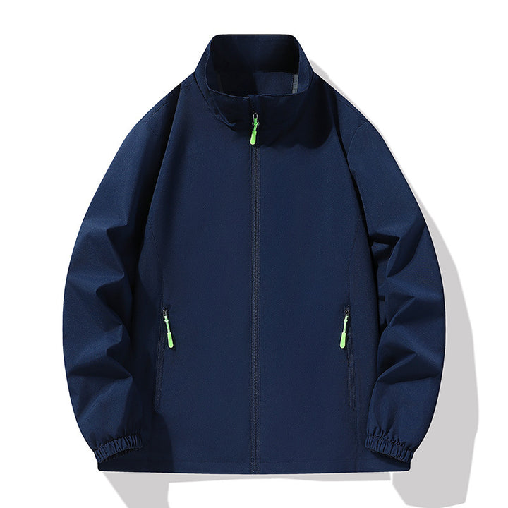 Herren Minimalistische Softshell-Outdoorjacke mit Stehkragen, wind- und wasserabweisender Membran und fluoreszierenden Zipper-Pulls Echo Archiv