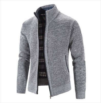 Herren lässige Strickjacke mit hohem Kragen und praktischem Reißverschluss Echoarchiv