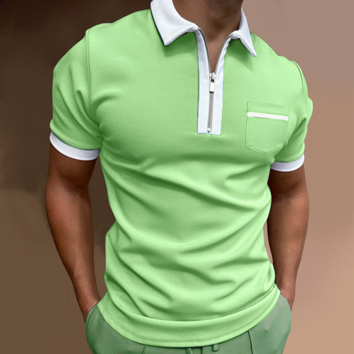 Herren sportliches Kurzarm-Poloshirt mit Reißverschluss und Brusttasche Echoarchiv