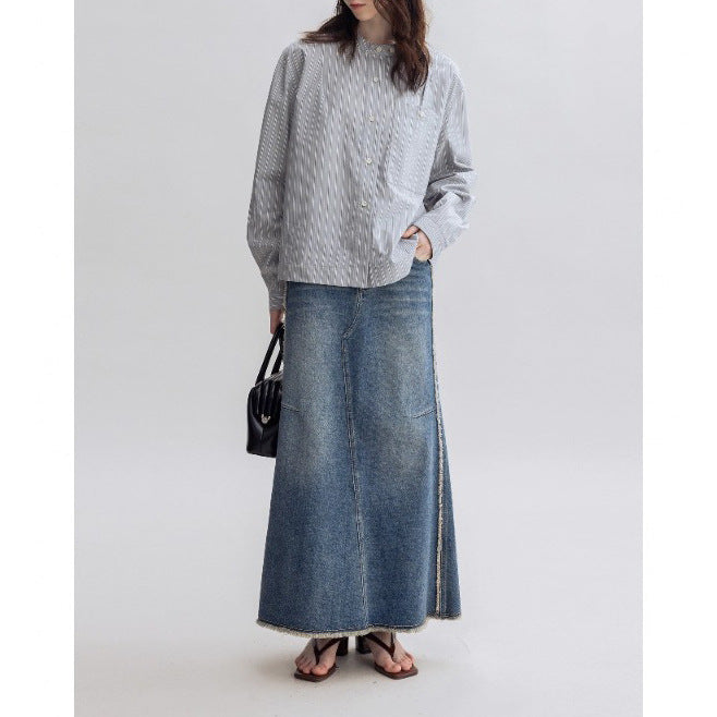 Damen Lässige Jeansmaxikleid Echoarchiv