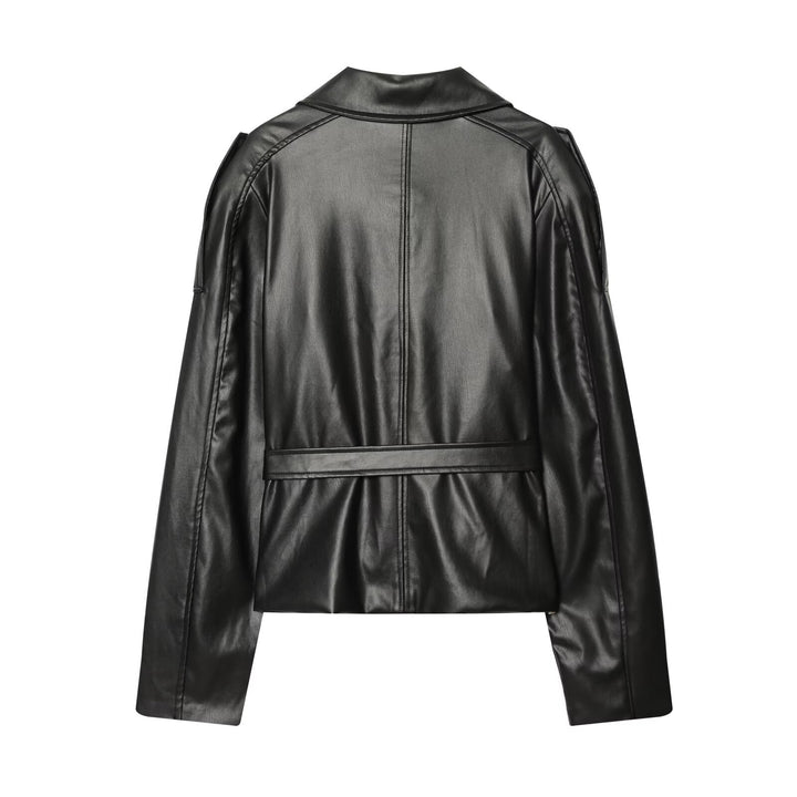 Damen Kurz-Trenchcoat aus Lederoptik mit Taillengürtel Echo Archiv