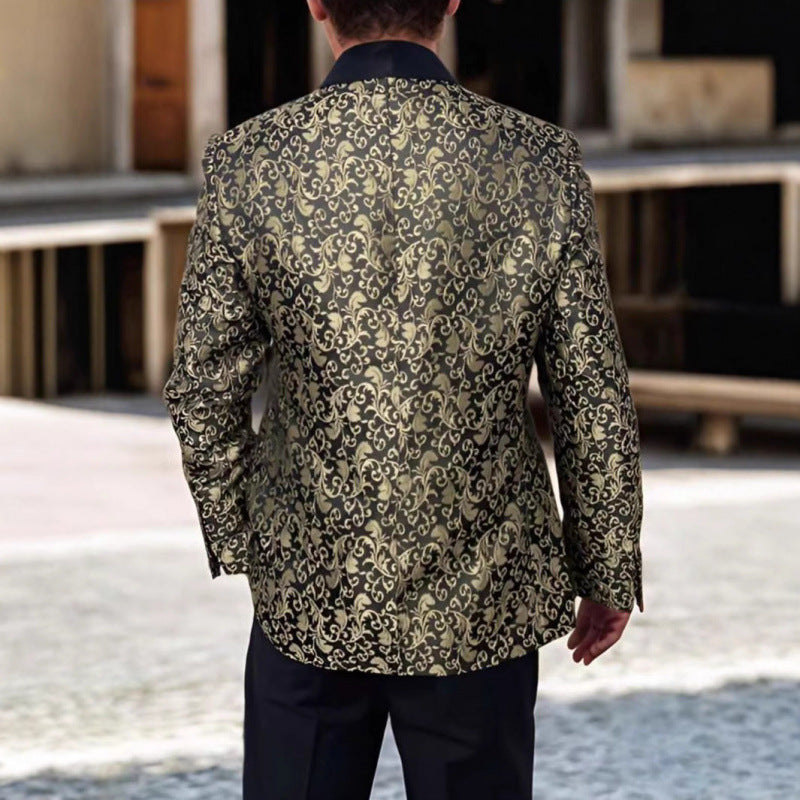 Herren luxuriöser Jacquard-Smoking mit elegantem Blumenmuster Echoarchiv