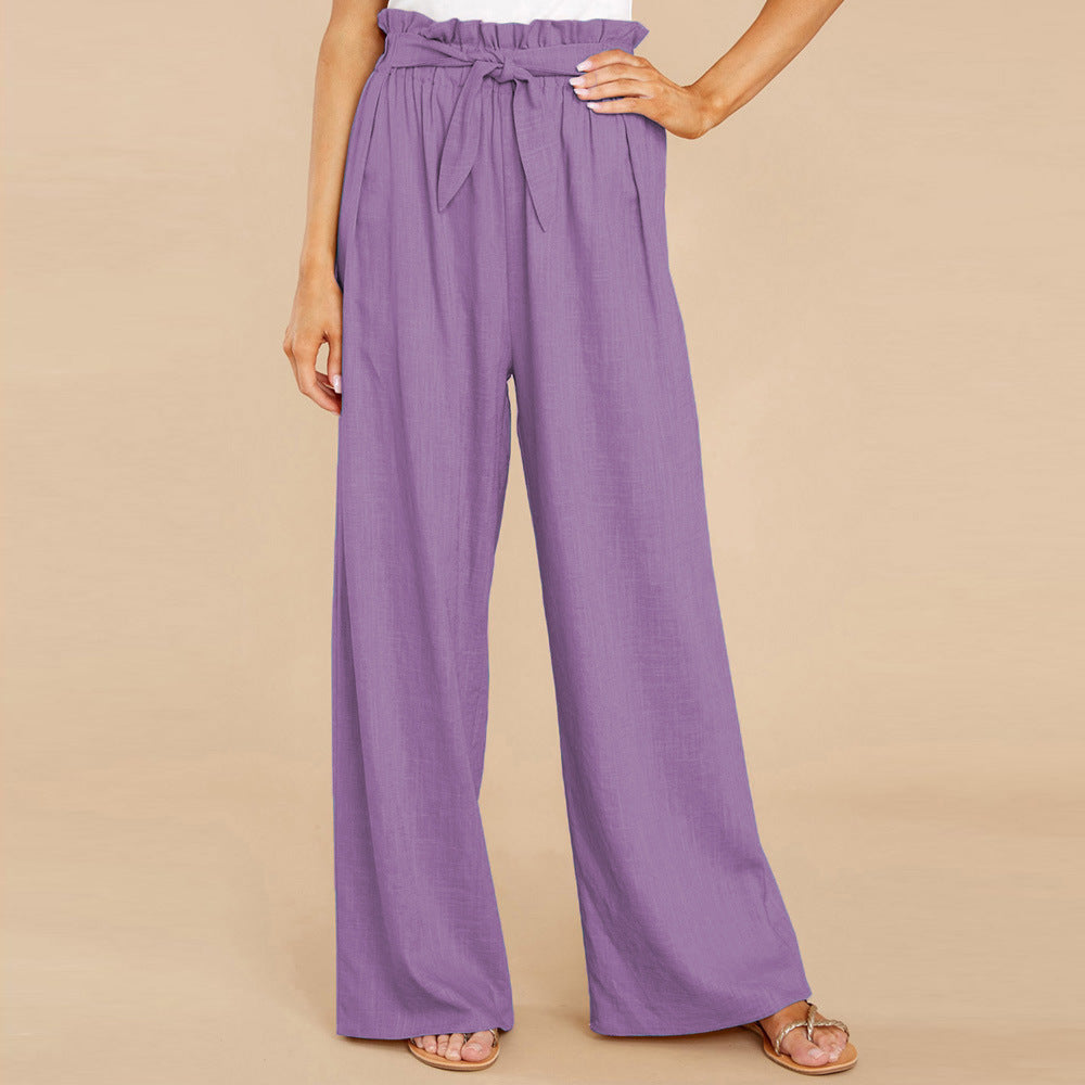 Damen nan Leinenhose mit Paperbag-Bund und weitem Bein Echo Archiv