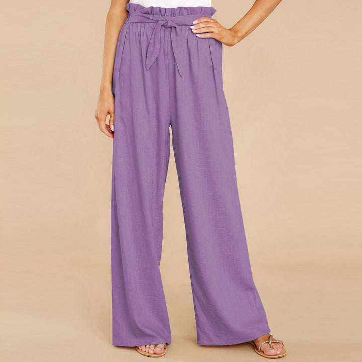 Damen nan Leinenhose mit Paperbag-Bund und weitem Bein Echo Archiv