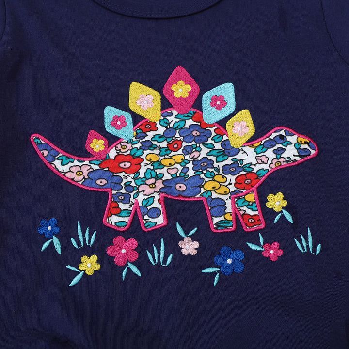 Mädchen Freizeitkleid mit originellem Dinosaurier-Stickdesign Echo Archiv