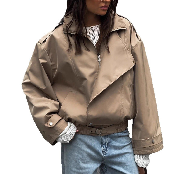 Damen Kurzjacke im Oversize-Look mit weitem Revers und Tunnelzug-Taillierung Echoarchiv