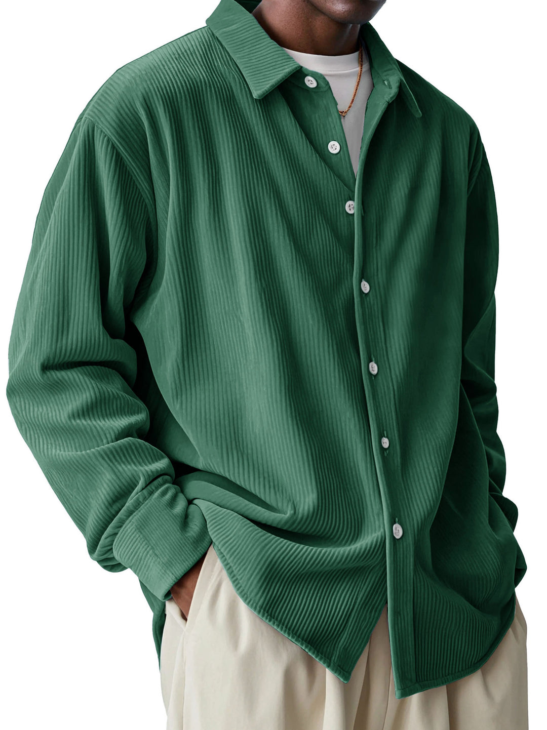 Herren nan oversized Kordhemd mit feiner Rippenstruktur und Relaxed-Fit Echo Archiv