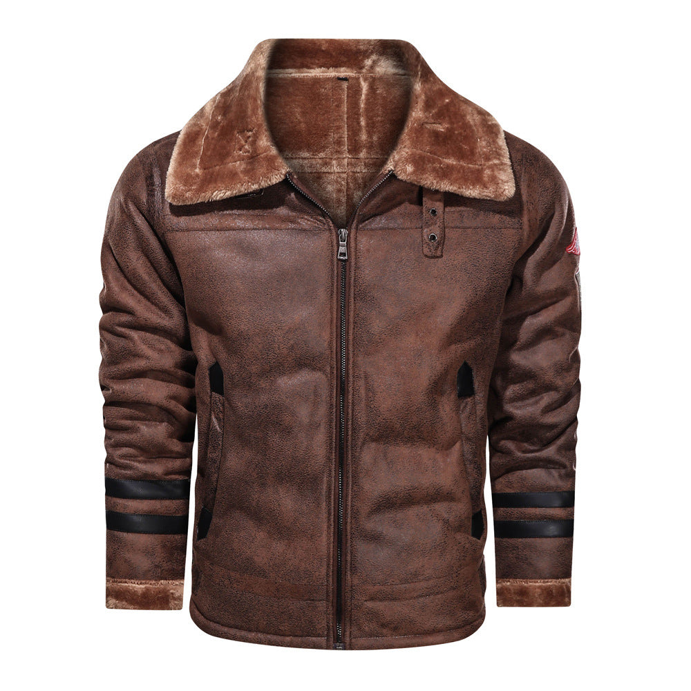 Herren Pilotenjacke aus Kunstleder mit warmem Futter Echoarchiv