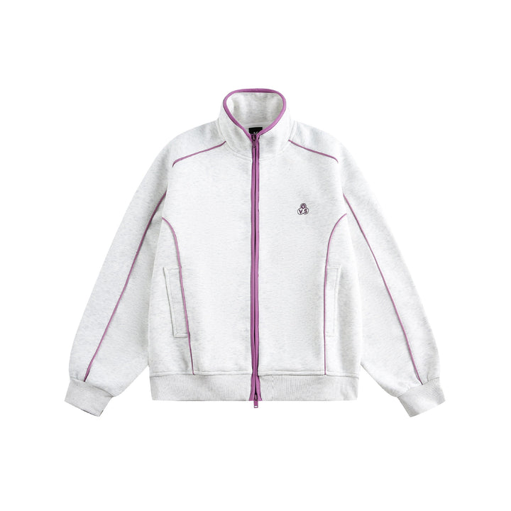 Damen Oversize-Sweatjacke mit Stehkragen und Zwei-Wege-Reißverschluss Echoarchiv