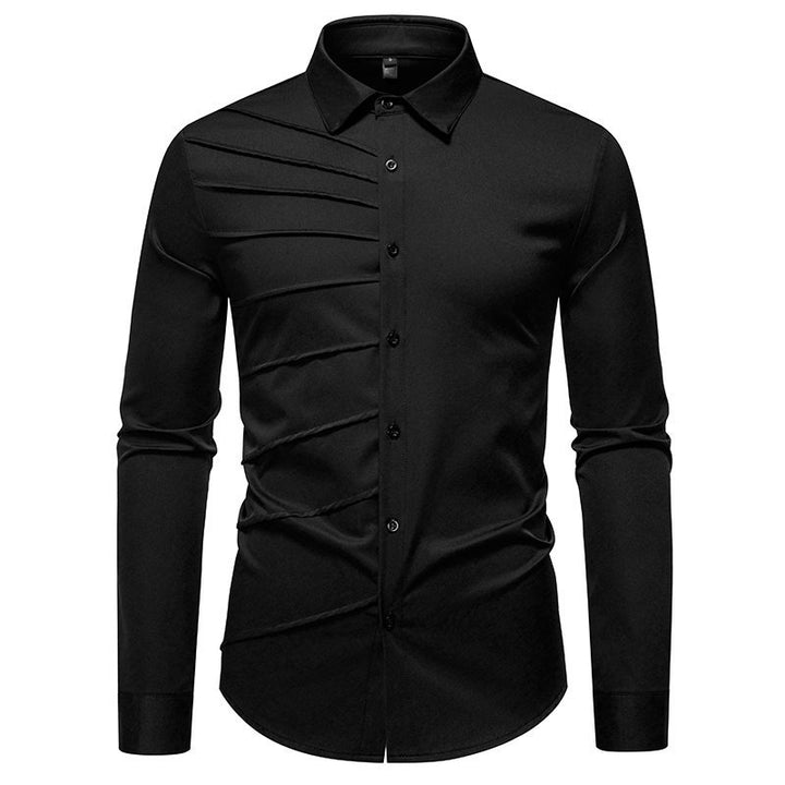 Herren Langarmhemd mit modischem Rippendesign Echoarchiv