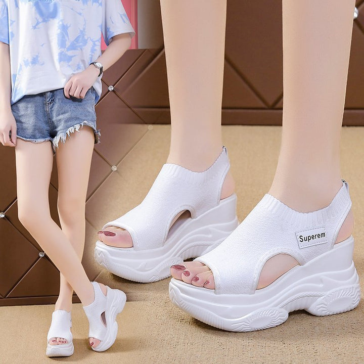 Damen nan Plateau-Sandalen mit elastischem Strickschaft und sportlicher Profilsohle Echo Archiv