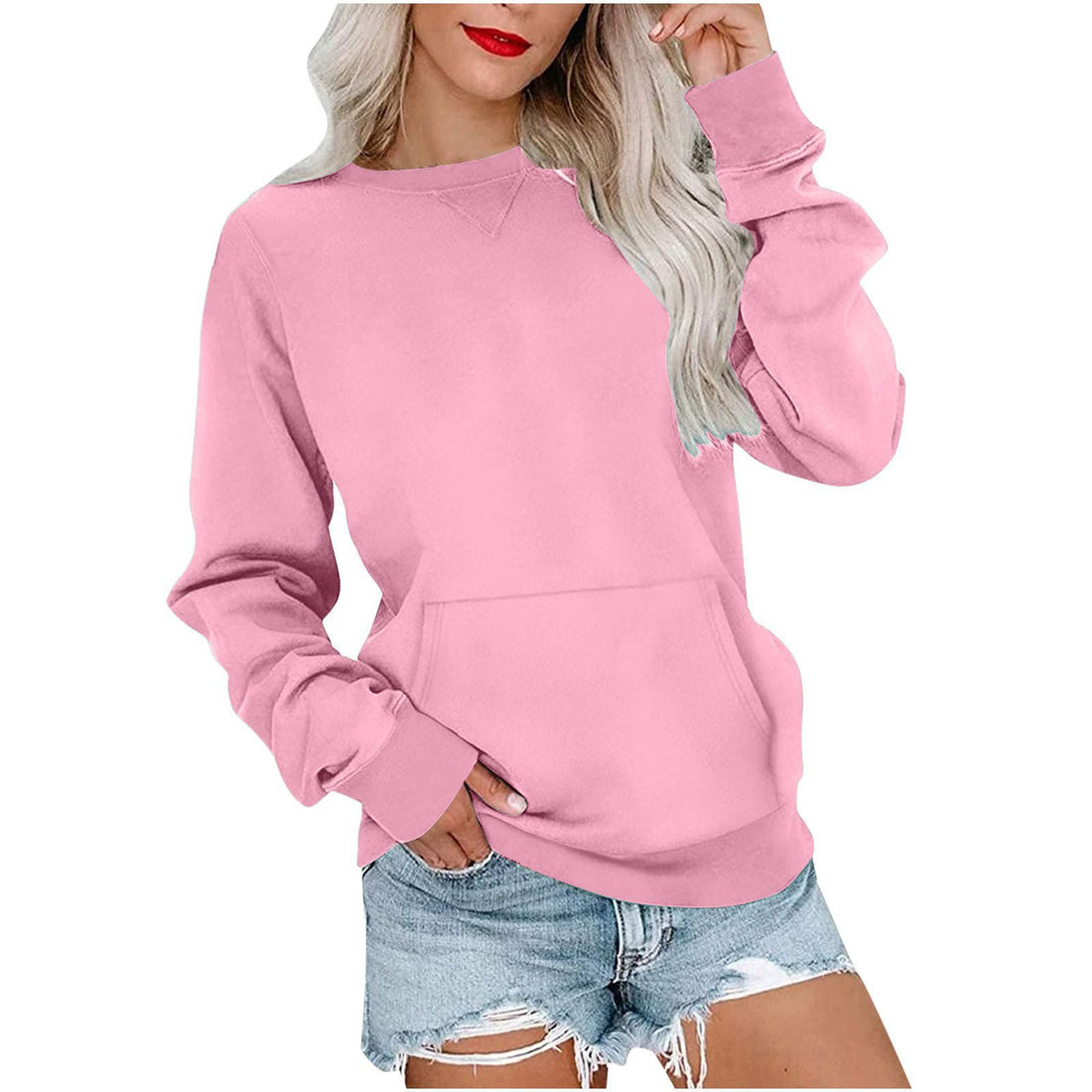 Damen Lockeres Sweatshirt mit Rundhalsausschnitt und Kängurutasche Echo Archiv