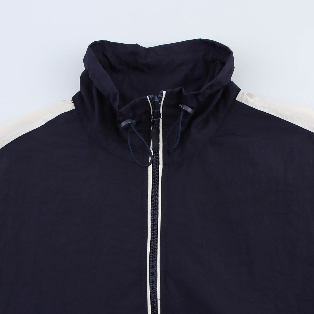 Damen Cropped Windbreaker-Jacke mit hohem Kragen, Tunnelzug und Kontraststreifen Echoarchiv