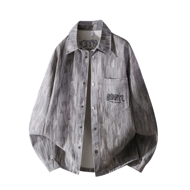 Herren Oversize-Hemdjacke mit Strukturprint, Druckknopfleiste & aufgesetzter Brusttasche Echoarchiv
