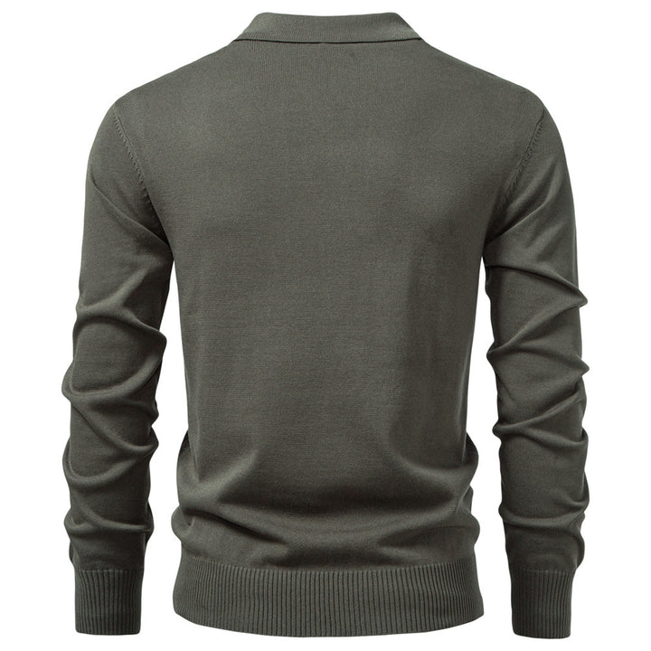 Herren modischer Pullover mit strukturierter Rippoptik und kurzem Reißverschluss Echoarchiv