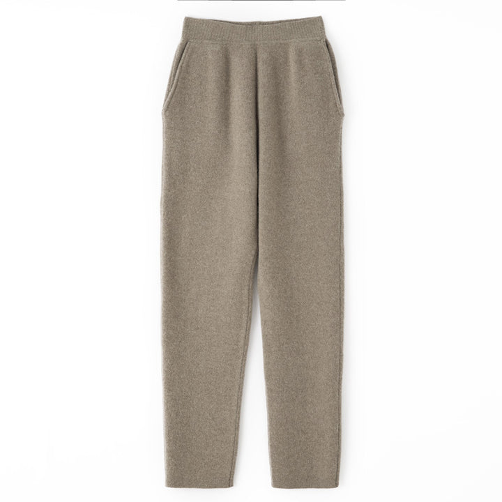 Damen Kaschmir‑Optik Strickhose mit elastischem Bund, konischer Silhouette und Eingrifftaschen Echoarchiv