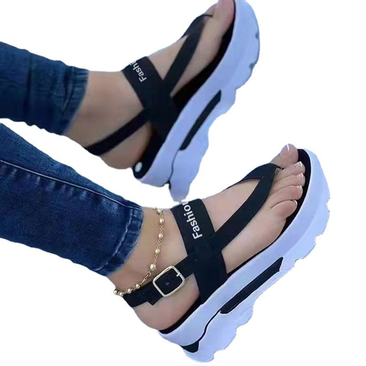 Damen nan Plateau-Sandalen mit Zehensteg, gepolstertem Fußbett und verstellbarem Knöchelriemen Echo Archiv