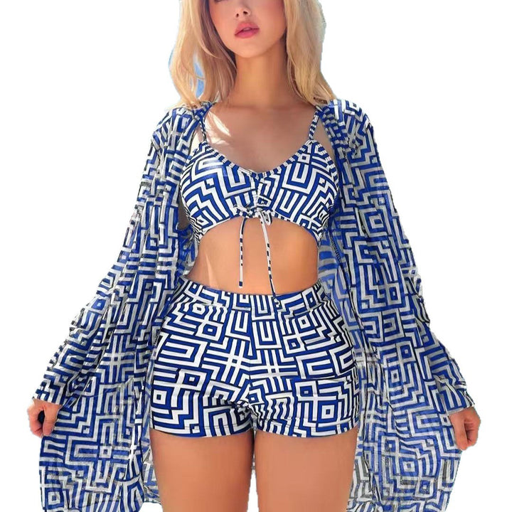 Damen Bade-Set mit modischem Kimono und lässigen Shorts Echo Archiv