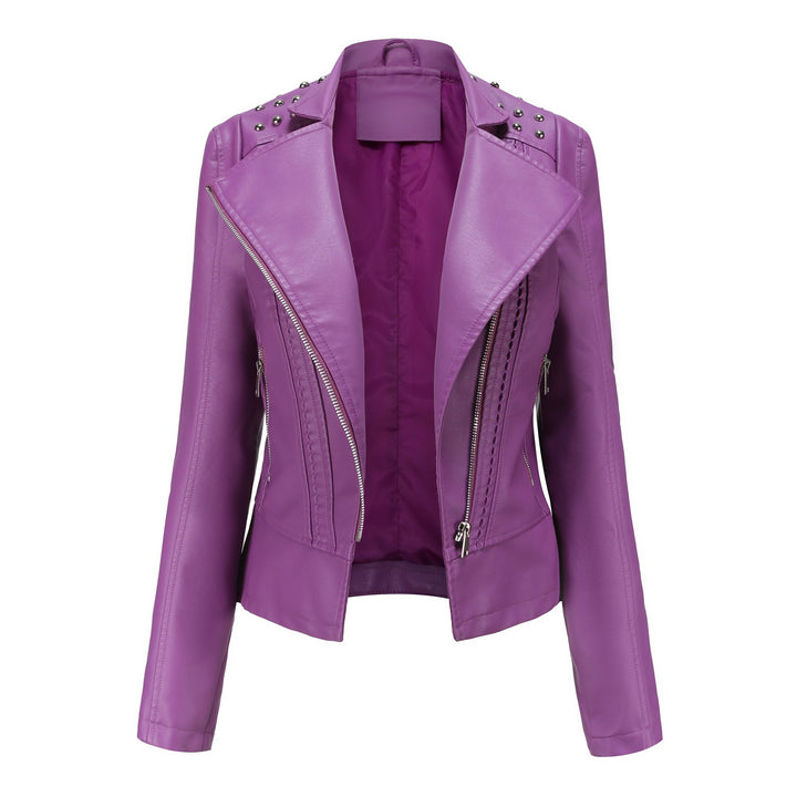 Damen nan Bikerjacke aus Kunstleder mit Nietenbesatz und asymmetrischem Reißverschluss Echo Archiv