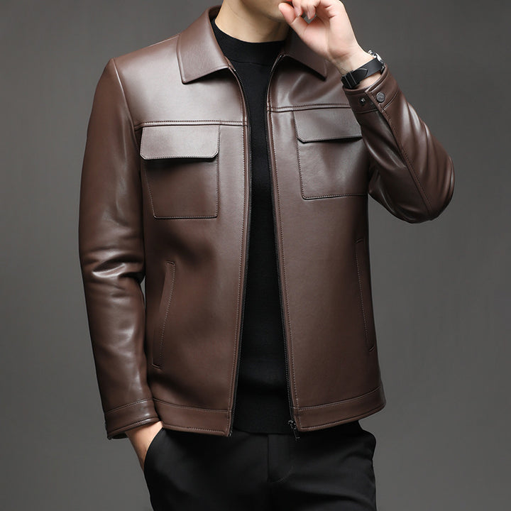 Herren moderne Kunstlederjacke mit praktischen Taschen Echoarchiv
